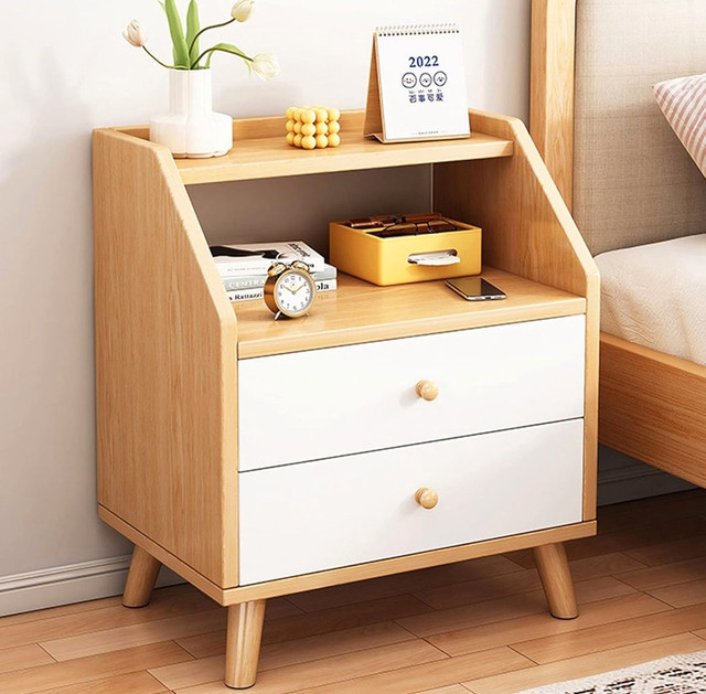 Nightstand with 2 Drawers, Mid-Century Modern Bedside Tables wit in Dressers & Wardrobes in Mississauga / Peel Region