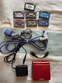 Red GBA SP Lot with Link Cables