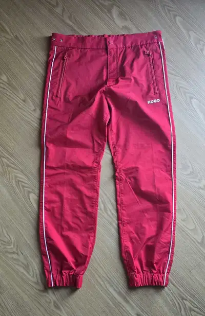 Brand New! Men's Hugo Boss Track Pants Red & White Medium $120 Shipping Available