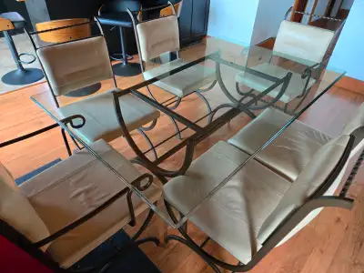 Table de cuisine en verre avec 6 chaises, View more