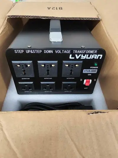 LVYUAN step up and step down voltage transformer VTUS-3000 3000 Watt, 6 outlet. Specs here -- ...