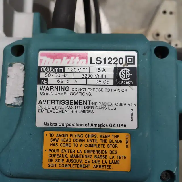 Compound Miter Saw Makita LS1220 for sale in Power Tools in Strathcona County - Image 5