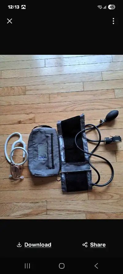 Blood pressure monitor and a stethoscope., View more