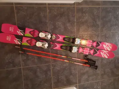 K2 Luv Bug skis with bindings and poles, View more