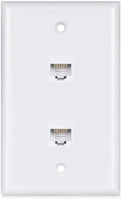 Standard size Cat6 Ethernet faceplate. Removable Cat6 RJ45 keystone jacks are easy to install and re...