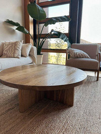 Round coffee table/ solid hardwood/made to order 