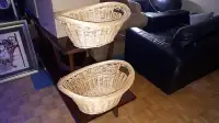 1 Large Vintage Wicker Rattan Laundry Baskets