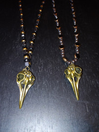 Bohemian Bird Skull beaded Necklaces ~Handmade!