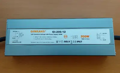 GINRANS 12V DC 16.67A Max 200W IP67 Waterproof LED Power Supply, View more