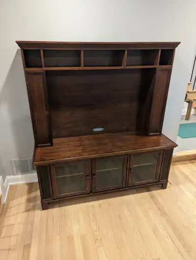Solid Wood TV Stand for 55 inch TV or smaller (good shape!)., View more
