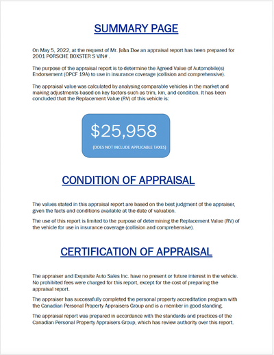 INSURANCE APPRAISAL $119 (CLASSIC CAR | ACCIDENT DISPUTE), View more