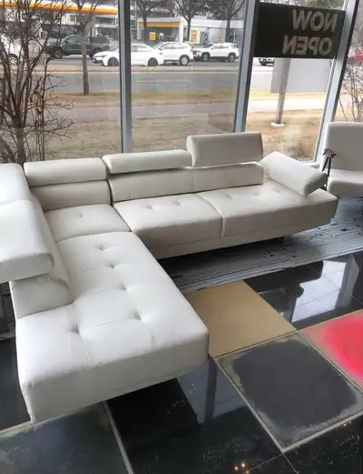 Modern White Leather Sectional Sofa, View more