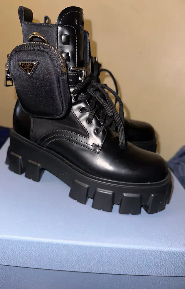 Prada women monolith leather and nylon boots US 7 in Women's - Shoes in Oakville / Halton Region - Image 2