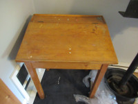 antique solid oak child's flip top desk and chair