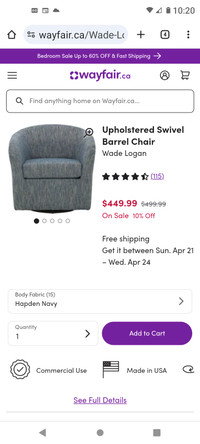 Upholstered Swivel Barrell Chair 