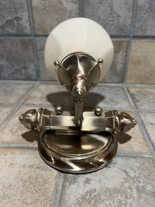 Pfister brushed nickel wall light for sale with light bulb  in Indoor Lighting & Fans in Oshawa / Durham Region - Image 3