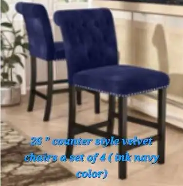 Beautiful Counter height Chairs Blue velvet!, View more