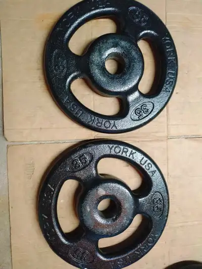 Set of 35 lbs York Vintage Olympic Weight Plates, View more