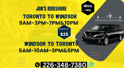 9AM -3PM-7PM-10PM 》 TORONTO TO WINDSOR //DAILY 