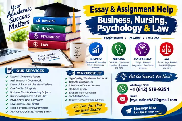 Essay & Assignment Help | Business, Nursing, Psychology & Law
