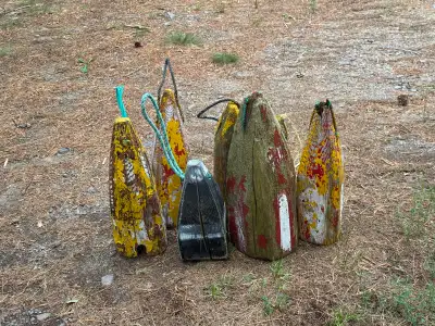 “South Shore Hand Made Wooden Buoys” $25 Each. , View more