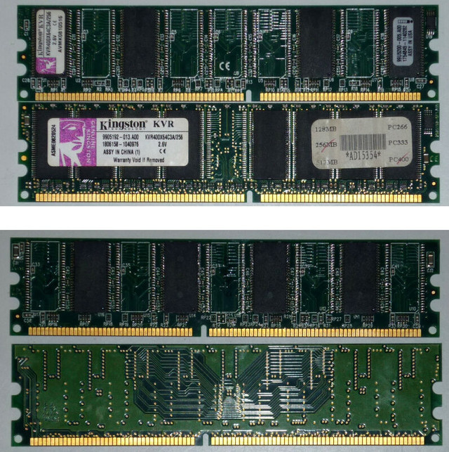 Lot de 4 Mémoires DDR PC3200 / Total 1536MB (Kingston - 400Mhz) dans Composants de système  à Saint-Jean-sur-Richelieu - Image 2