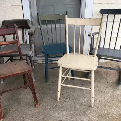 old chairs and a rocker. $30 for all . Will separate.