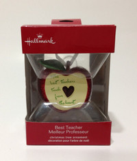 NEW Hallmark Christmas Tree Ornament ~  Best Teacher Apple