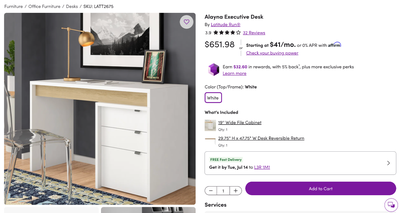 Latitude Run Alayna Reversible Executive Desk with File Cabinet, View more
