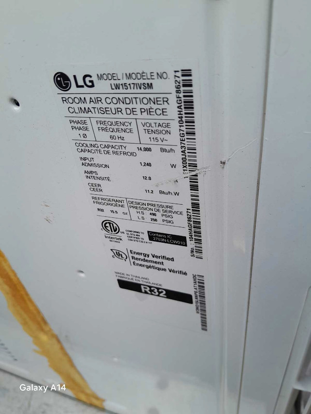 LG ThinQ 14000 BTU WINDOW Air Conditioner in Indoor Lighting & Fans in Leamington