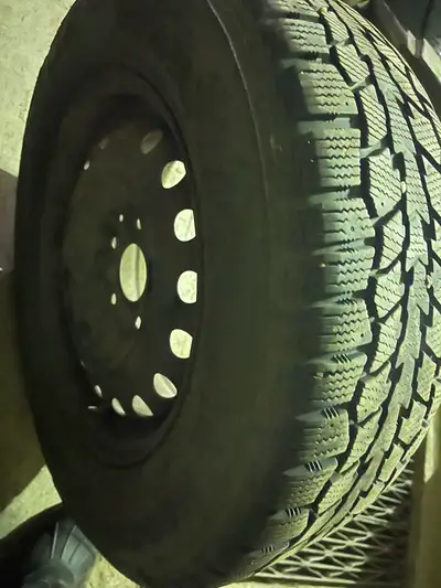 (2) 2010 16” caravan winter wheels and tires approx 75% tread. Tires installed and balanced on steel...