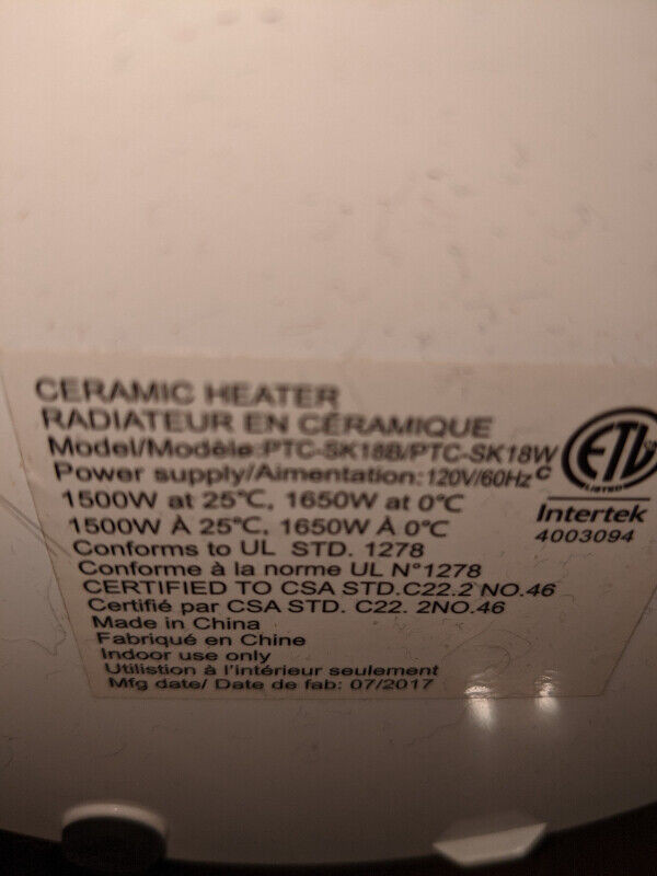 Portable heater (rarely used) in Heaters, Humidifiers & Dehumidifiers in Oshawa / Durham Region - Image 4