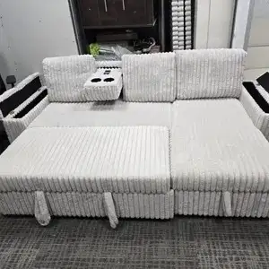 3 Seater Corduroy Sofa Bed with Storage + Arm Rest Buy Now , View more