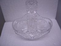 Vintage Large Lead Crystal Basket With Handle