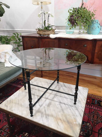 Beautiful vintage glass and metal folding coffee or side table 