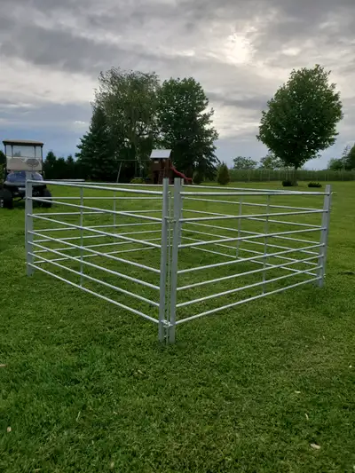 Hi I am selling my brand new galvanized sheep gates. pins are included The exact measurements are 6...