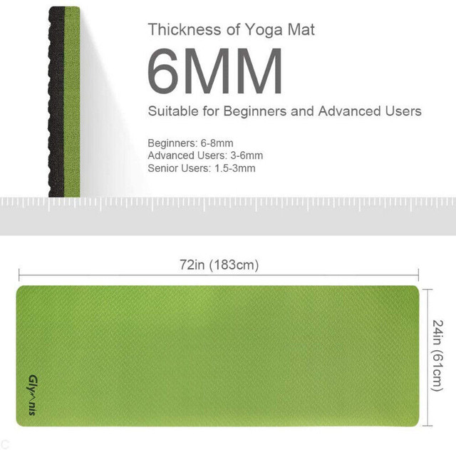 Glymnis Yoga Mat Non Slip Yoga Mat Exercise Mat with a Yoga Mat in Arts & Collectibles in Mississauga / Peel Region - Image 3