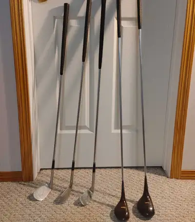 Set of five vintage Wright & Ditson golf clubs , View more