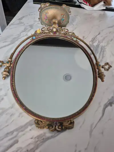 Gorgeous, jewelled hand made vanity mirror, View more