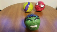 Hulk Spider-Man TMNT Donatello HK characters soft ball $5 each 