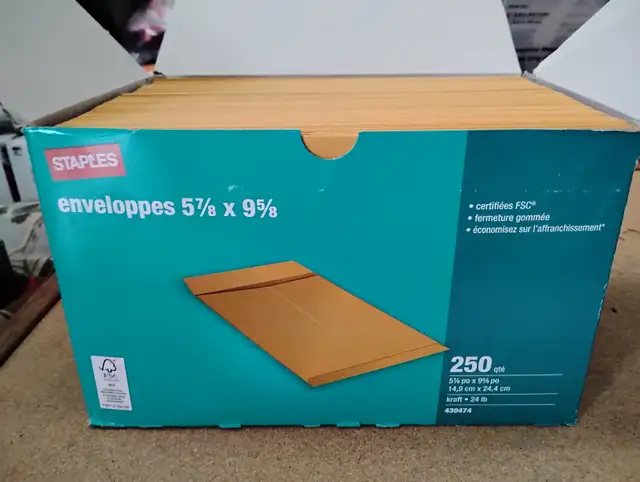 x250 Envelopes 5-7/8" x 9-5/8" Kraft 24lb Catalogue Envelopes in Other in City of Montréal - Image 5
