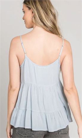 Becool Womens Tiered Button Down Tank, Dusty Blue sz S & M in Women's - Tops & Outerwear in Mississauga / Peel Region - Image 2