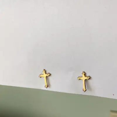 Vintage Cross Post Earrings Costume jewelry Gold toned metal ¼" x ½" $3.00 Maples pick up