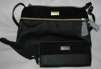 Daniel Hechter All-In-1 Wallet & Handbag Purse Set Black 2PC NEW