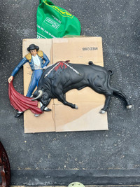 LARGE BULL AND BULLFIGHTER 3D PLAQUE!