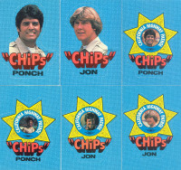 1979 CHIPS 60 CARDS AND 6 STICKER SET