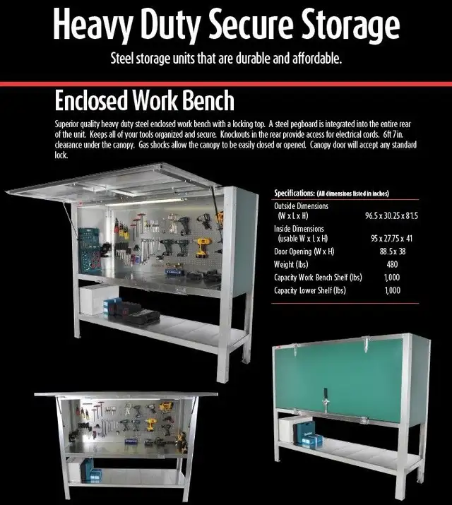 LOCKABLE WORKBENCH. SECURE TOOL STORAGE WORK STATION. HD CABINET in Tool Storage & Benches in London - Image 4