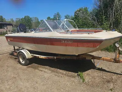 Boat!! Everything needed to get on the water. 80 hp motor, trailer. She's not beautiful but she gets...
