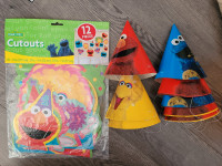 Sesame street birthday decorations and hats