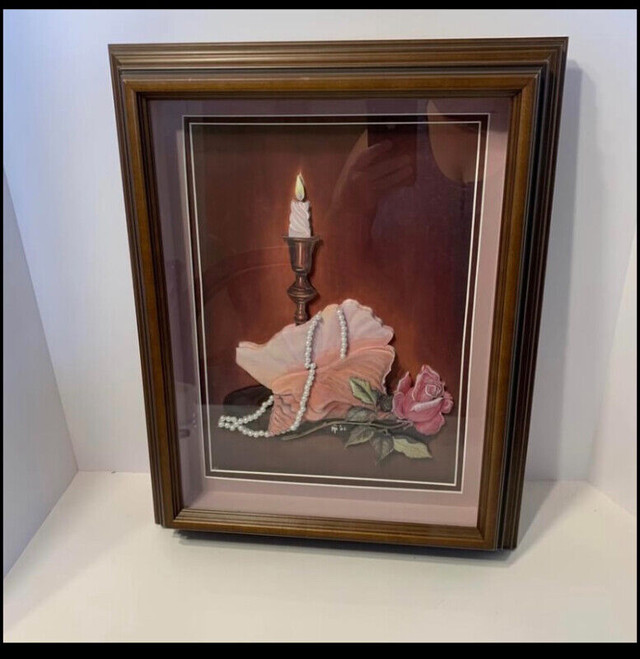 Decoupage candle picture with frame in Arts & Collectibles in St. Catharines